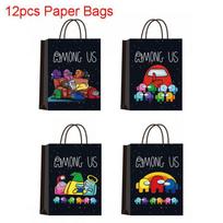 Among Us Theme Birthday Party Supplies Decoration Kids Plate Banner Tablecloth 12pcs-Paper Bags