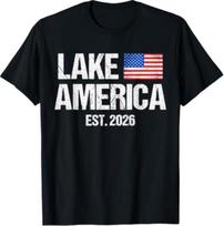 Lake America Est 2026 Vintage Patriotic T-Shirt S white