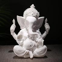 Resin Elephant Trunk Buddha Statue, Decorative Craft Ornament, Southeast Asian Sitting, Sculpture Figurines, Creative, 1Pc 16x12x21cm gray