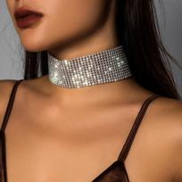 Shiny Full Rhinestone Short Chunky Choker Necklace for Women Trendy Luxury Collar on Neck 2026 Fashion Jewelry Accessories Gifts brown