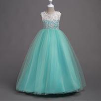 Korean Style Girls Mesh Princess Dress Formal Gown 160cm mėlyna