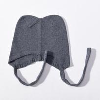 Soft waxy wool blended cat ear knitted ear protection hat women's autumn and winter cute lace-up headgear versatile, showing a small face and keeping gray