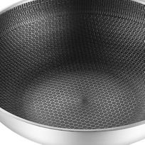 Nerūdijančio plieno Wok keptuvė Dvipusė Korėta 3 sluoksnių Apsaugo nuo prilipimo Lengvai valoma Wok virtuvei 32cm/12.6in (No Lid and No Ears) gray