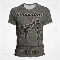Summer New Men's T-shirt 3D Muay Thai Sports Print Gym Street Fashion Clothing Short Sleeve Quick Dry Comfortable Top Xxs-6xl 5XL gray