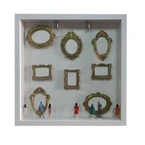 Shadow Box Display Case with Ornate Miniature Frames and Figurines for Wall or Tabletop Decoration Art Collection One Size