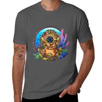 Deep Sea Diver Helmet TShirt Lightweight Basic Short Sleeve Shirt 4XL brown