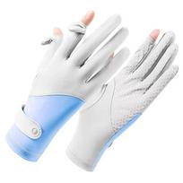 Thin Ice Silk Sun Protection Gloves for Women Men Outdoor Sports Fishing UV Protection Anti-Slip Breathable Lightweight white