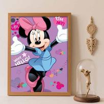 Disney Diamond Painting Kit Unframed, Minnie Mouse, Classic Style Home Decor Craft, Perfect Gift Idea, 5D Full Drill, Hearts & Stars Round 20x30cm white