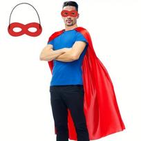 2 vnt./rinkinys Cosplay kostiumas Suaugusiųjų superherojų apsiaustas su akių kauke Maskarado šokiams raudona