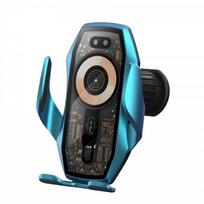50W Wireless Charging Car Phone Holder With Auto-Sensing Clamp Dashboard Vent Mount Transparent Design Sapphire Blue black