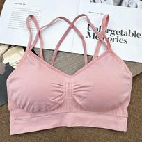Beautiful Back Yoga Tube Top - Large Size Sports Camisole for Women One Size 80-160 lbs Thin rožinė