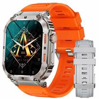 2025 Naujas 1,96  Bluetooth skambučių išmanusis laikrodis vyrams 400 mAh Vandeniui atsparus sportinis fitneso seklys sveikatos monitorius išmanusis laikrodis Android IOS telefonui Silicone orange