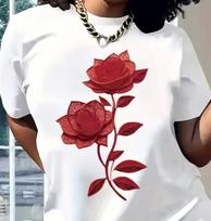 Yk Flowers and Plants Womens Casual Crew Neck TShirt Drawing Print Summer Casual Women Comfort Daily Wear Clothing Tee Tops 4XL brown