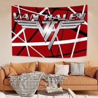 Rock Music Band Tapestry Van Halens Home Decoration Wall Hanging Bedroom Dormitory Background Cloth Party Backdrop Concert Decor 29x37in white