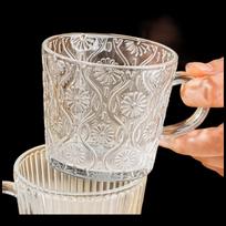 Shangqi Begonia Flower Glass Breakfast Cups (5-Pack) gray