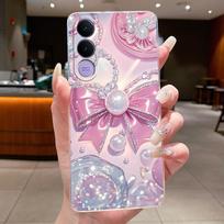 Phone Case For Vivo V70 FE Funda Capa Butterfly Bow Protective Casing Transparent Soft Silicone TPU Cover Coque vivo V70 FE white
