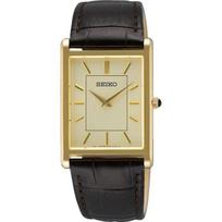 Seiko SWR106P1 Men's Analog Watch with Leather Strap, Gold