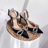 PU Leather High Heel Party Prom Shoes Glitter Rhinestones Women Pumps Crystal Bowknot Satin Summer Lady Dress Shoes 38 juoda
