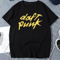„Daft Punk“ spausdintų vyriškų marškinėlių komplektas, elektroninės muzikos, gatvės aprangos, šokių DJ viršūnės, vintažiniai vyriški trumpomis rankovėmis drabužiai, „Ropa Hombre“. 4XL black