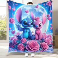 Animacinis Lilo ir Stitch Angelas Flanelinis pledas, Itin minkštas šiltas pliušinis apklotas namams, miegamajam, lovai, sofai, kempingui, iškylai, dovana 150x200cm