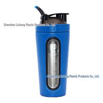 Stainless Steel Shaker Cup: Transparent Scale Bottle for Protein Powder & Meal Replacement 701-800 ml blue