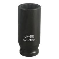 1/2inch Drives Deeply Impact Socket 12 Point Heat Treated Steel Deeply Wall Deeply Socket Tool for Garages Workshop Repair 1 black