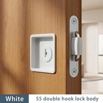 Black Invisible Pocket Sliding Door Lock with Side Handle for Balcony Kitchen Bathroom Bedroom - Pocket Door Hook Lock Double hook lock-4