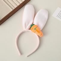 Cute Cartoon Rabbit Carrot Ear Headband - Autumn/Winter Hair Accessory white