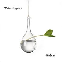 Home Decoration Hydroponics Garden Supplies Glass Vase Terrarium Container Plant Pot Hanging Glass Water droplets(16x8cm) white