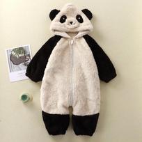 Panda Rabbit Pattern Baby Romper Pajamas 0-24months Toddler Outfit  Boy Girl 66cm(0-3M) juoda balta spalva