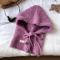 Balaclava hat women's autumn and winter scarf hat integrated knitted wool hat thermal ear protection Lei Feng hat pink