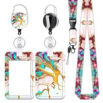 Retractable Lanyard with Name Tag Holder for ID, Badge, Meal, or Bus Card beige