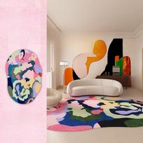 Dopamine Color Bedroom Decor Pink Carpet Fluffy Soft Lounge Floor Mat Thicken Plush Rug Irregular Shapes Carpets for Living Room 80x120cm white