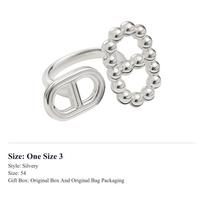 HERMES 925 Sterling Silver Rings Unisex Silver H126634B 000 One Size 3 white