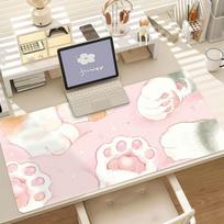 Cat Paw Mouse Pad Anti Slip Rubber Edge Locked Thickened Laptop Gaming Desk Mat 800x300x2mm beige