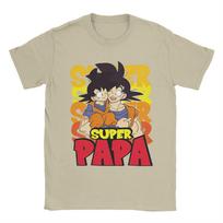 Dragon Ball Tėvo dienos marškinėliai Super Saiyan Tėtis Humoras Grynos medvilnės marškinėliai Apvalus kaklas Trumpomis rankovėmis Marškinėliai Drabužiai Viršutiniai drabužiai M beige