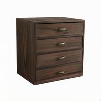 Medinis stalo organizatorius su stalčiukais Tamsiai rudas Vintažinė stalčiukų dėžutė Žalvariniai rankenėliai Stalo paviršius Paulownia 4-layer brown