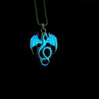 Stainless Steel Luminous Pendant Necklace Dragon Hip Hop Neck Chains Halloween Necklaces  Gifts Style 5 blue