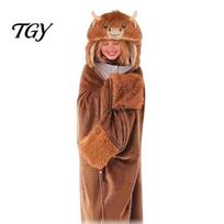 Nešiojama gaubtu antklodė Gyvūno Hoodie moterims, Negabaritinis flanelinis džemperis Žieminiai atsitiktiniai drabužiai Antklodė, Sagomis užsegamas Cosplay apsiaustas Pižama moterims C beige