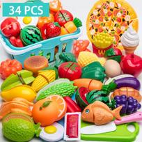 Edukacinis žaislas Plastikinis virtuvės žaislų rinkinys Pjaustomi vaisiai ir daržovės Maisto žaidimų namelis Imitaciniai žaislai Ankstyvasis ugdymas Mergaitėms Berniukams Dovanos blue