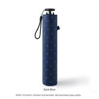 Japanese-Style Ultra-Light 115g Carbon Fiber Folding Black-Coated Sun Protection Umbrella, Uv-Resistant, Water-Repellent, Portable, for Both Sunny Dark Blue / Polka Dots / 90cm mėlyna/juoda