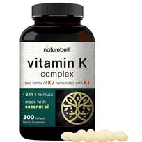 Naturebell Vitamin K Complex K1 K2 MK7 MK4 2600mcg 300 Capsules 1 pcs