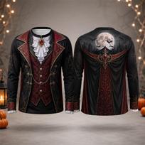 Vyriški Helovino Mumijos Cosplay marškinėliai 3D spaudinys Greitai džiūstantys ilgomis rankovėmis Siaubo kostiumas Egipto stiliaus T-shirt M gray