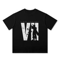 Final Fantasy 7 Rebirth Cloud Strife Retro Character Graphic Tshirt Cotton Short Sleeve Casual Tops For Men Women FF Gamer Tees L white