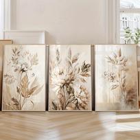 3 vnt. smėlio spalvos gėlių sienų dekoras Botaniniai spaudiniai Plakatai Svetainės dekoras Gėlių drobės plakatas Botaniniai sienų spaudiniai Namų dovanos 30X40CM No Framed