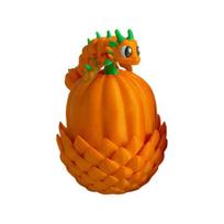 Pumpkin Dragon Egg Ornament 3D Printed Bendable Movable Body Stress Relief Toy Halloween Decoration Collectible for Home Decor orange