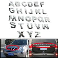 45mm 3D Metal DIY Letters Alphabet Emblem Chrome And Black Car Sticker Digital Badge Logo Accessories Motorcycle I sidabras