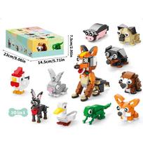 Ten in one assembly of cute pet dog building blocks children's building blocks, toy animals and creative ornaments gray