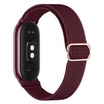 Pintas dirželis Xiaomi Mi Band 8 Elastingas nailoninis Solo Loop Reguliuojamas laikrodžio dirželis Pakeitimas Correa Apyrankė Miband 10/9/8 For XiaoMi Band 9 vyno raudonos spalvos