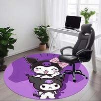 Kuromi Sanrio biuro apvalus kilimas, po biuro kėdėmis miegamojo svetainės namų dekoras a0908194 100cm by 100cm gray
